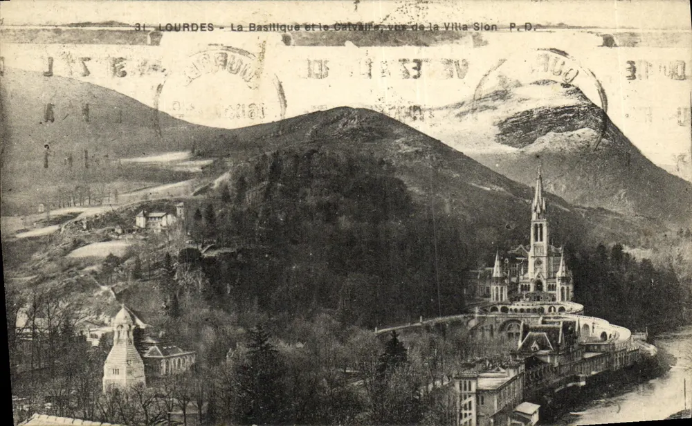 Saint-Lourdes - Die Basilika und der Calvary, gesehen von der Villa Sion - P.D. - Vorderseite