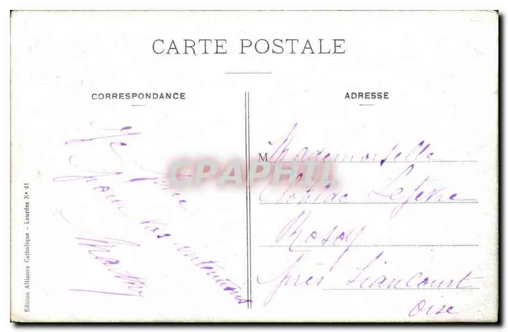 Lourdes - Alt-Lourdes & die Pyrenäen - N°21 - Edition Alliance Catholique - Rückseite