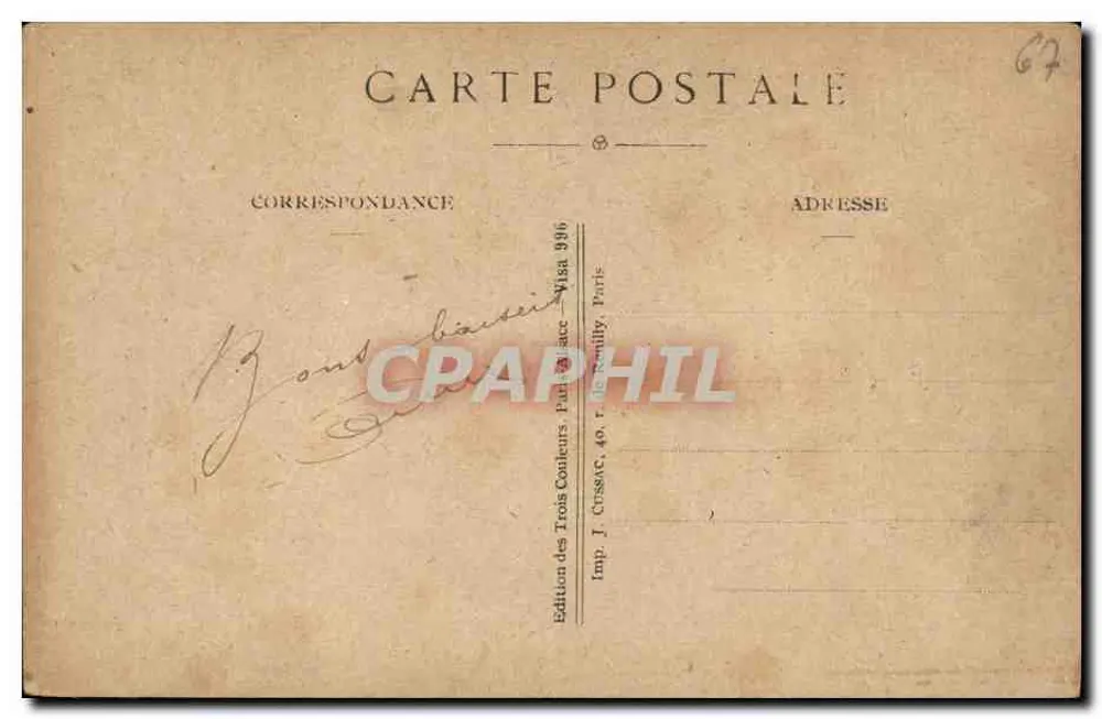 Mulher com chapéu preto e lenço tricolor — Edição das Três Cores, Paris — n° 67 - Verso