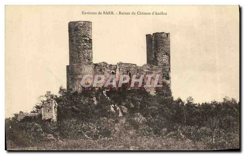 Ruïnes van het Kasteel van Andlau — Omgeving van Barr — uitgever Ch. Bergeret, Straatsburg - Voorkant