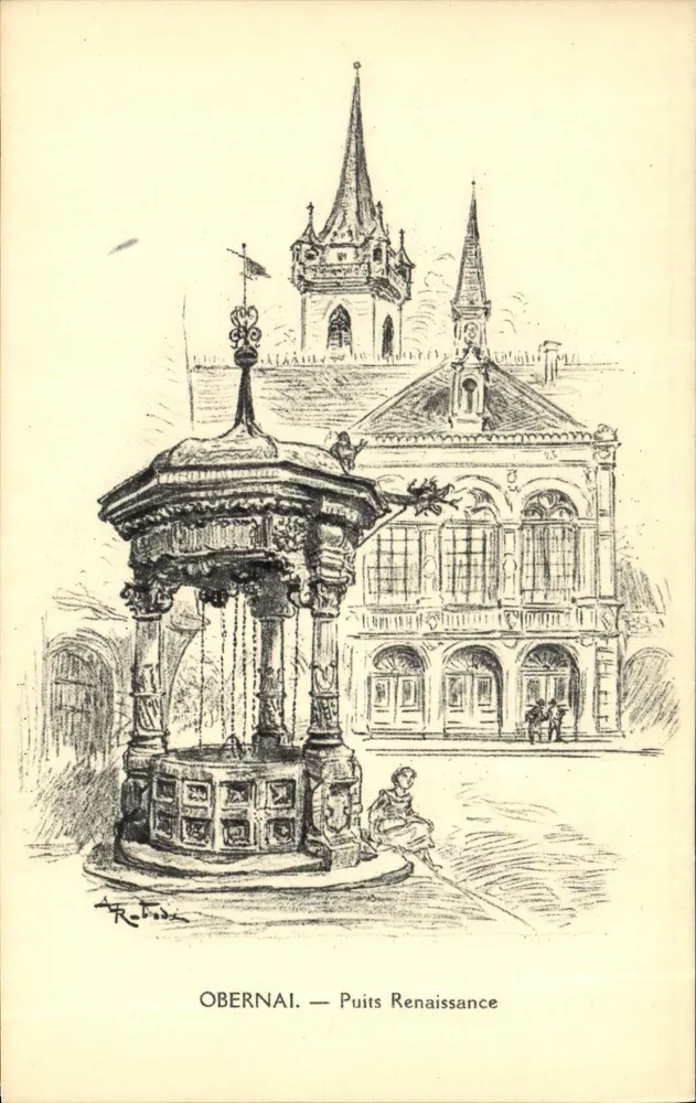 Obernai — Poço da Renascença — R. Trésor - Frente