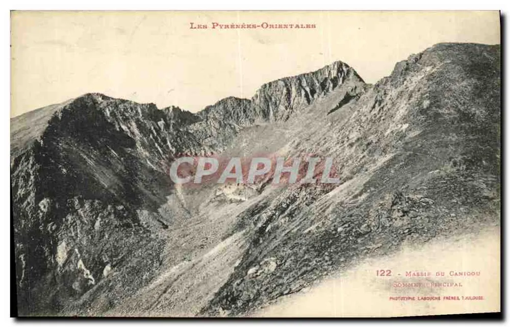 Massif do Canigou — Cume Principal — Fototipo Labouche Frères, Toulouse - Frente