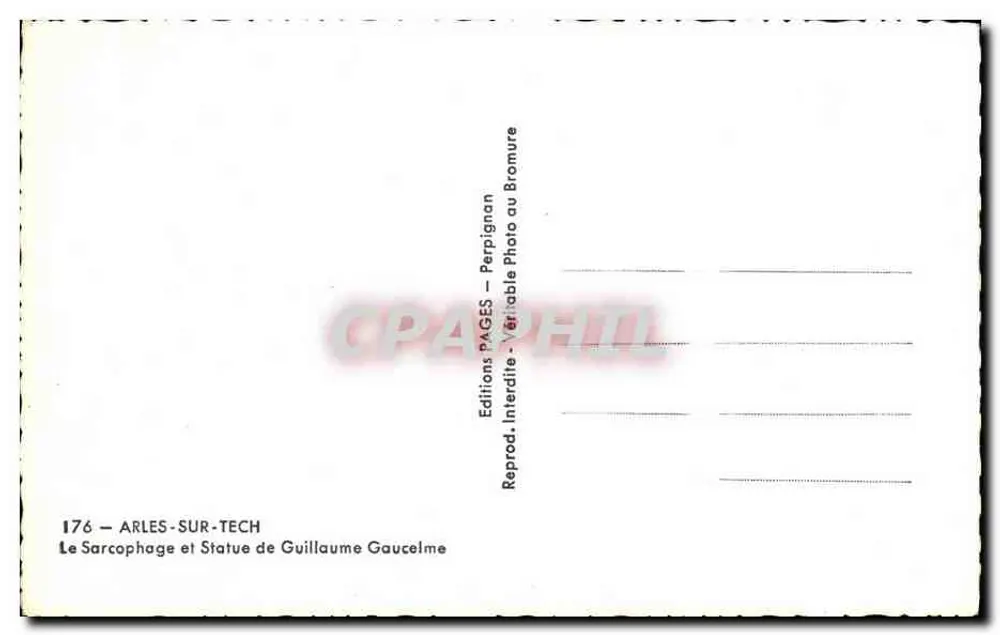 Arles-sur-Tech — Sarcófago e estátua de Guillaume Gaucelme — Éditions PAGES - Perpignan - Verso
