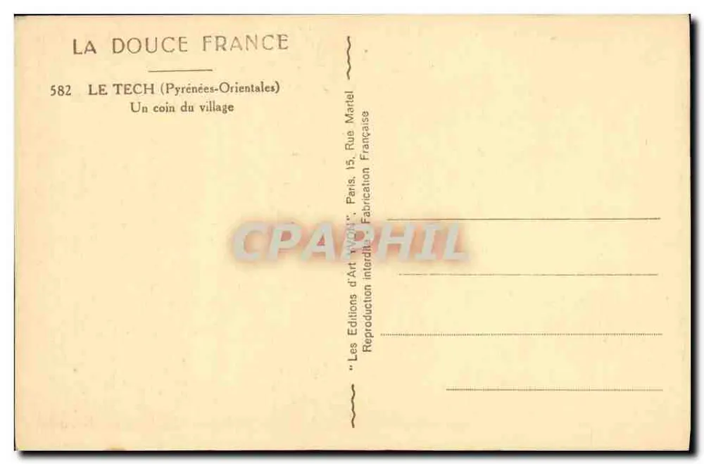 Le Tech (Pyrénées-Orientales) — Um canto do vilarejo — Les Éditions d'Art 'VONT' Paris - Verso