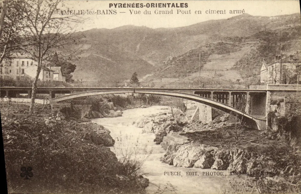 Amélie-les-Bains — Ansicht des großen Stahlbetonbrückens — Puech, Photog. Publ., Amélie-les-Bains - Vorderseite