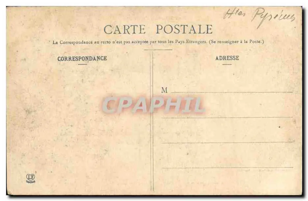 Les Hauts-Pyrénées — Col und Felsen von Sencours — Abstieg vom Pic du Midi sur Griff — Verlag: Phototypie Labeaume-Toulouse, n° 349 - Rückseite