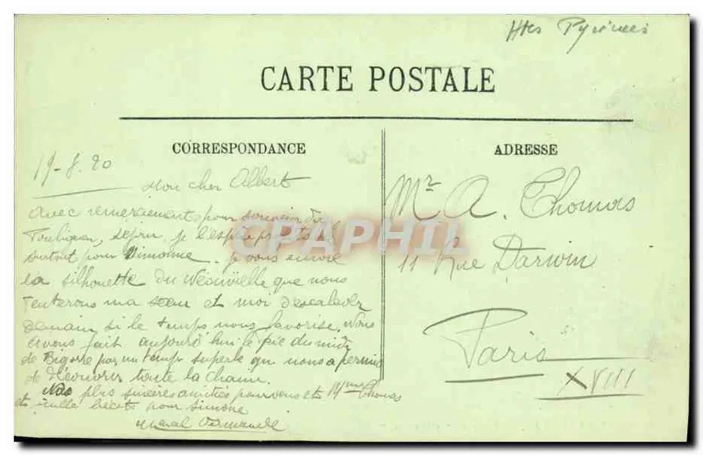 Os Pirineus — Crête de Néouvielle — LL. — Editor LL, n°39 - Verso
