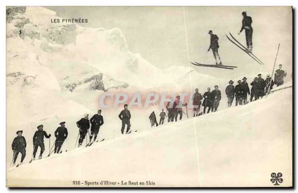 Die Pyrenäen — Winter-Sport — Skispringen — M.T. L. Nr. 916 - Vorderseite