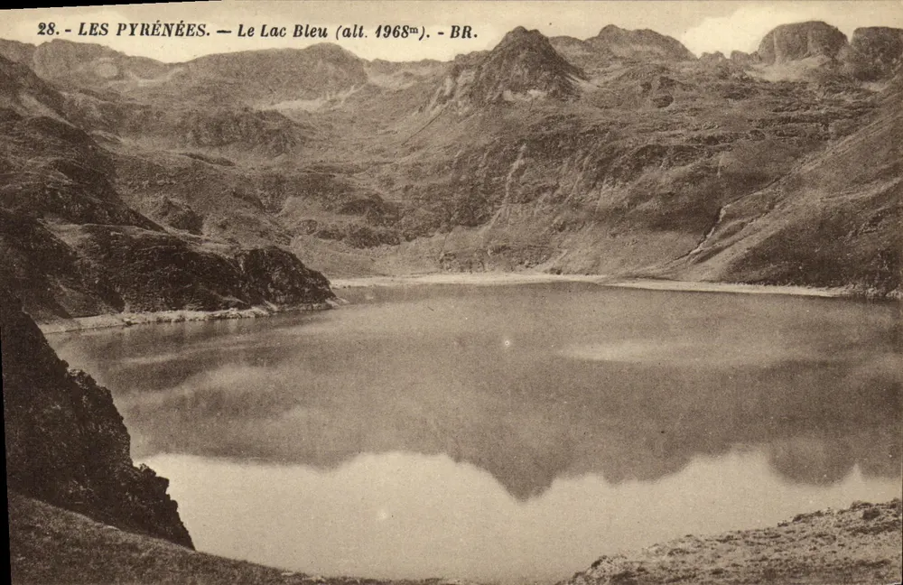 Os Pirineus — O Lago Azul (alt. 1968m) — BR. — Edição Biloc Frères, Bordeaux — n° 28 - Frente