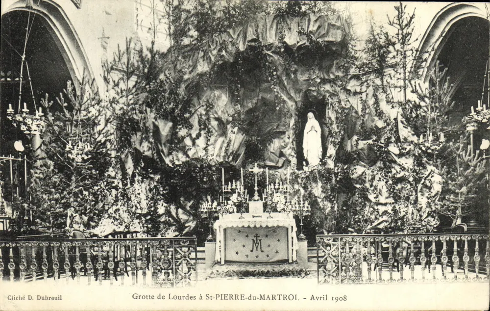 Lourdes-Höhle in St-PIERRE-du-MARTROI — April 1908 — Foto von D. Dubreuil - Vorderseite
