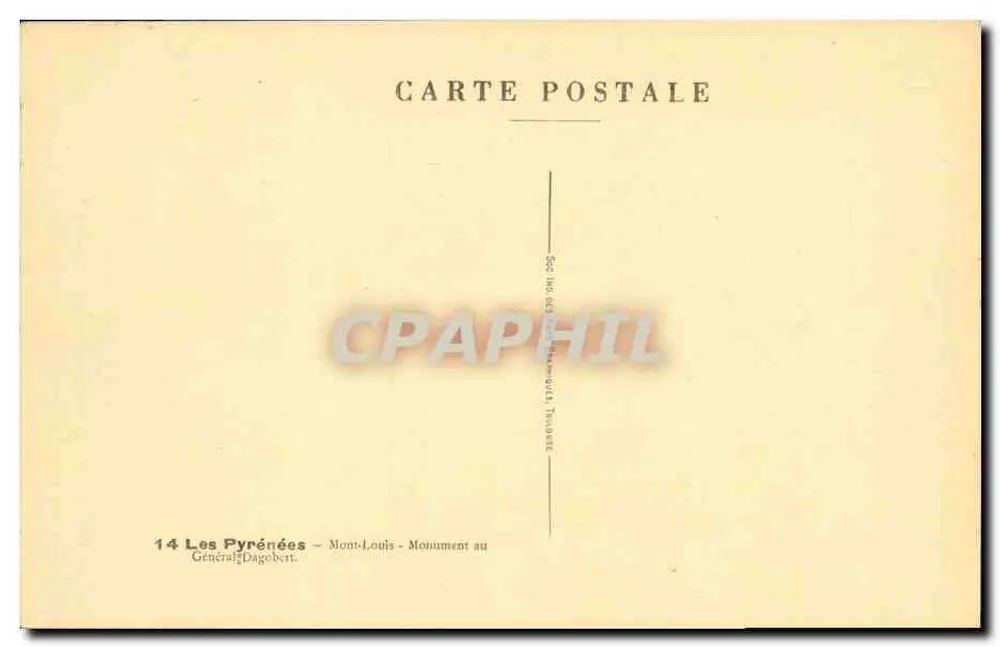 Mont-Louis - Denkmal für General Dagobert — Verlag A. Cora - Rückseite