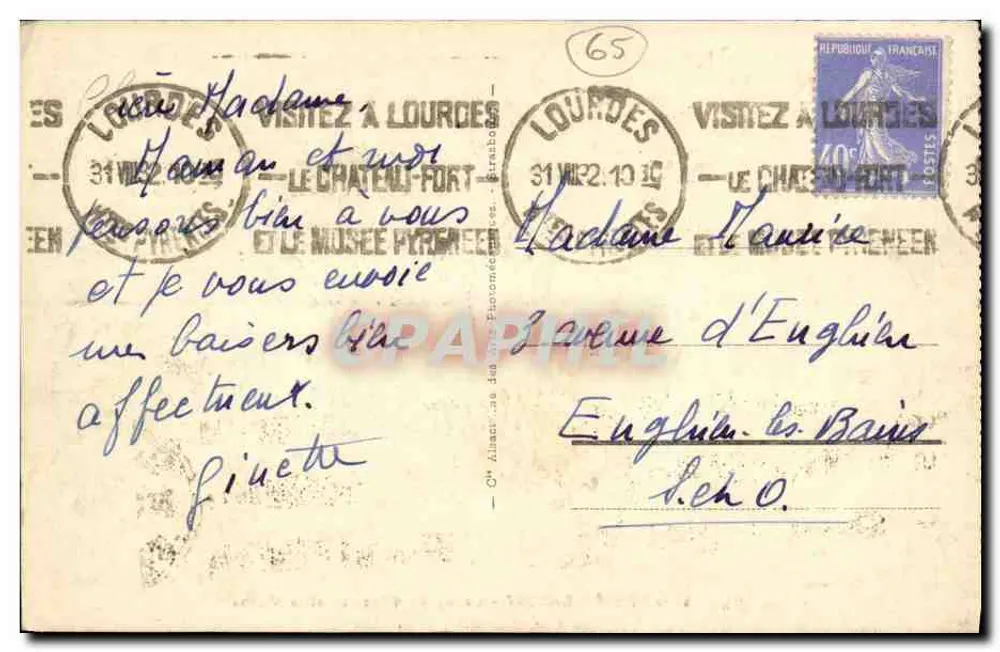Argelès-Gazost — Ansicht der Argelès-Tal und des Viscos — unbekannter Verlag, Nr. 61 - Rückseite