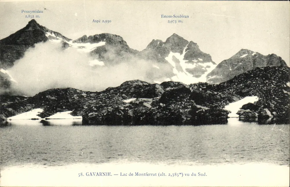 Gavarnie — Lago de Montferrat visto do Sul — editor C. C. Ledormeur, n° 58 - Frente