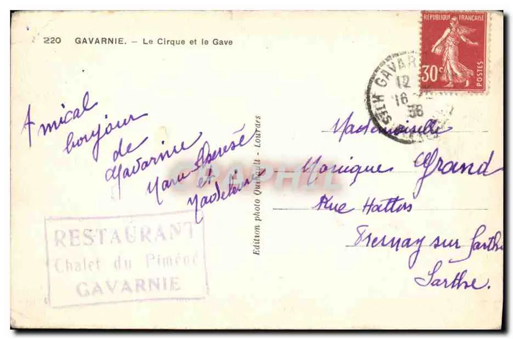 Gavarnie — O Cirque e o Gave — Edição fotográfica Quatrel - Loutra - Verso