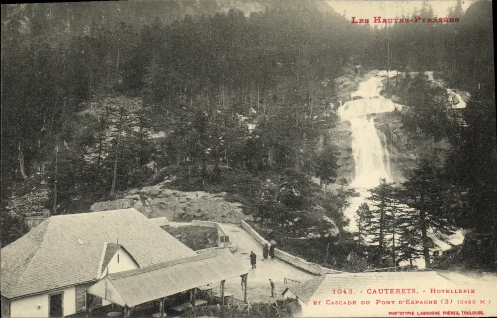 Cauterets - Cascata do Ponte da Espanha (3488 m) — Altas Pirineus — Fototipia Labouche Frères, Toulouse - Frente