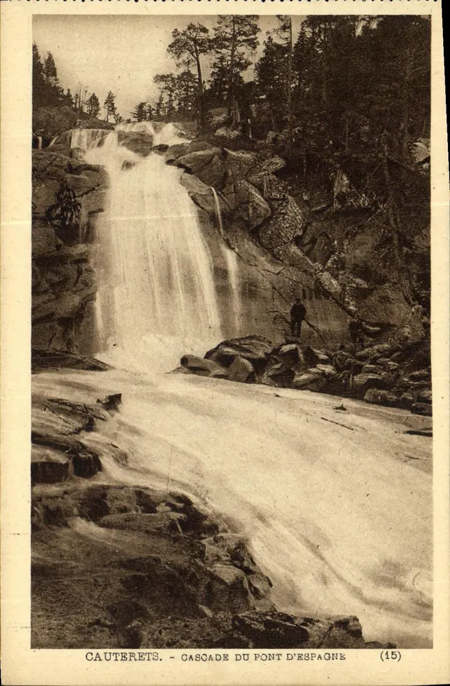 Cauterets - Cachoeira do Pont d'Espagne — (15) — Héliogravure Lakonche Frères, Toulouse - Frente