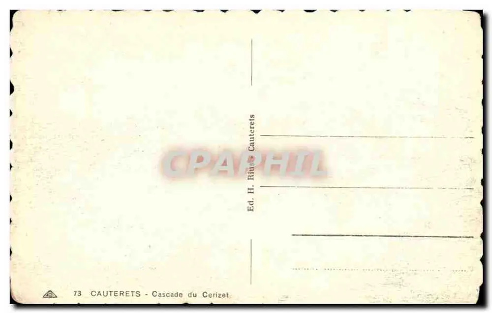 Cauterets - Cachoeira do Gerizet — Ed. H. Biure Cauterets, n°73 - Verso