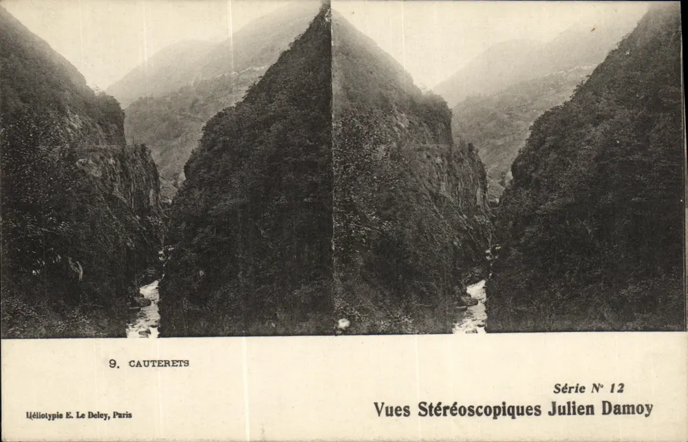 Cauterets — stereoskopische Ansicht — Julien Damoy, Serie Nr. 12 - Vorderseite