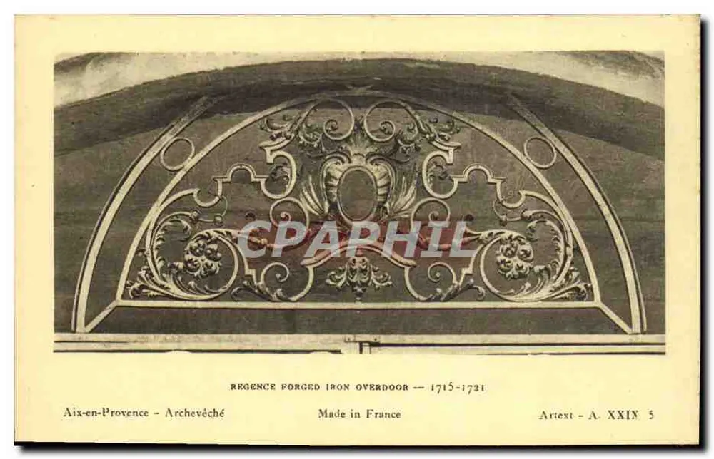 Aix-en-Provence - Bischofssitz — Eisenwerk-Tor der Régence, 1715-1721 — Arttext - A. XXIX 5 - Vorderseite