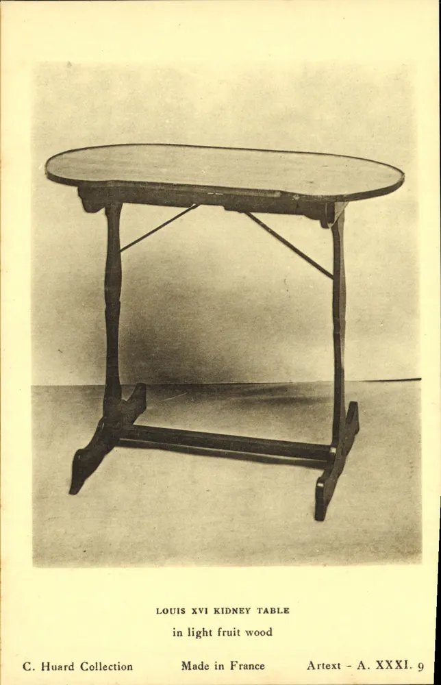 Knie-Tisch Louis XVI aus leichtem Fruchtholz — Sammlung C. Huard — Arttext A. XXXI. 9 - Vorderseite