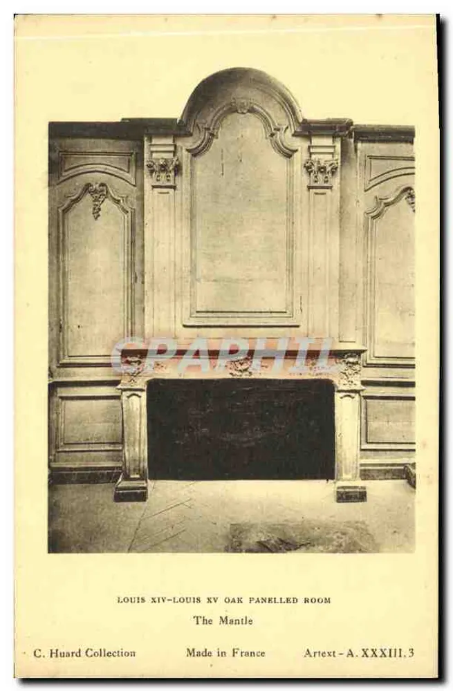 Panelled Eichenzimmer aus den Regierungszeiten von Ludwig XIV-Ludwig XV — Der Kamin — Sammlung C. Huard, Arttext-A.XXXIII.3 - Vorderseite