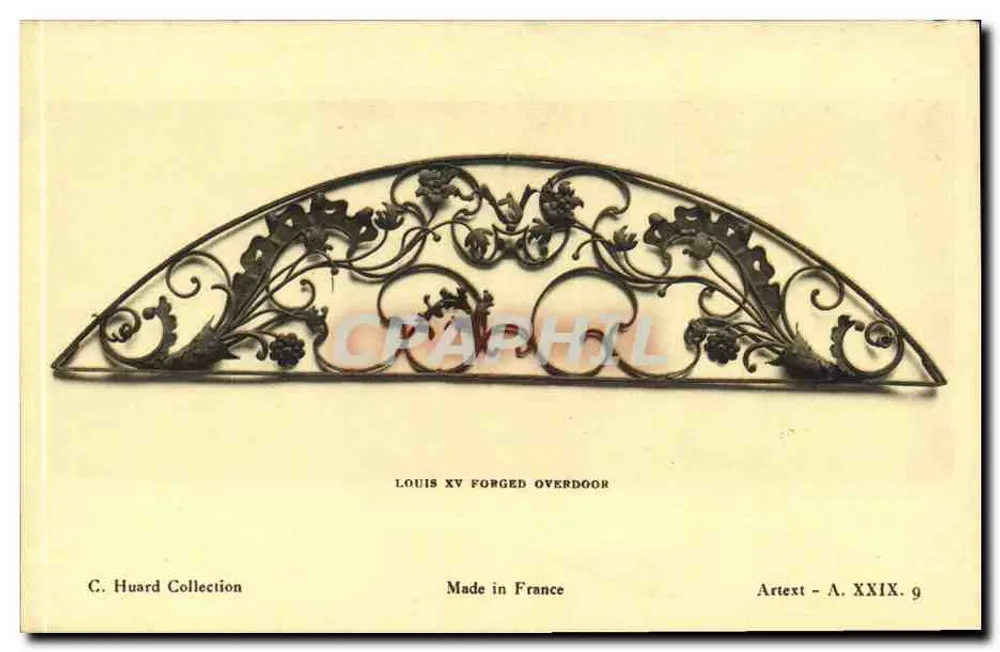 Detalhe de porta em ferro forjado Louis XV — C. Huard Collection — Arttext - A. XXIX. 9 - Frente