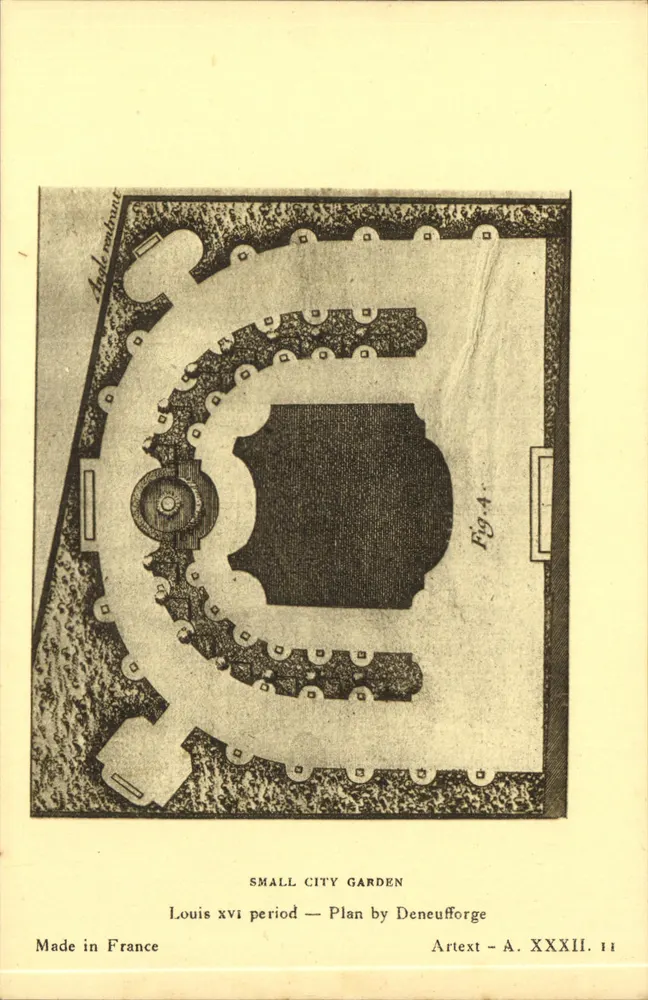 Garten der Kleinstadt — Louis XVI — Plan von Deneufforge — Arttext A. XXXII. 11 - Vorderseite