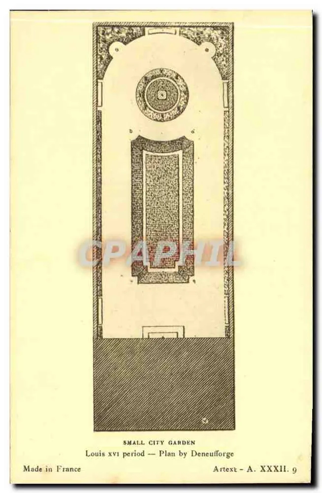 Kleiner städtischer Garten — Louis XVI — Plan von Deneufforge — Artex - A. XXXII. 9 - Vorderseite