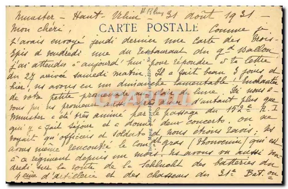 Monument « Aux Diaboles Bleus » am Grand-Ballon — unbekannter Verlag, Seriennummer nicht sichtbar - Rückseite