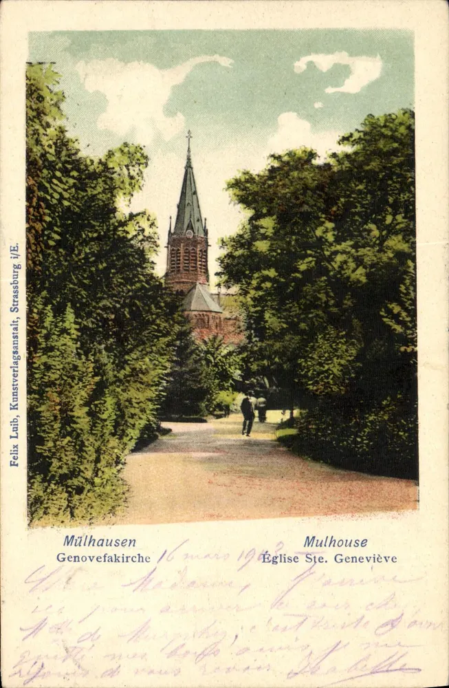Igreja Santa Geneviève — Mulhouse — Felix Lutib, Kunstverlagsanstalt, Strasbourg / E. - Frente