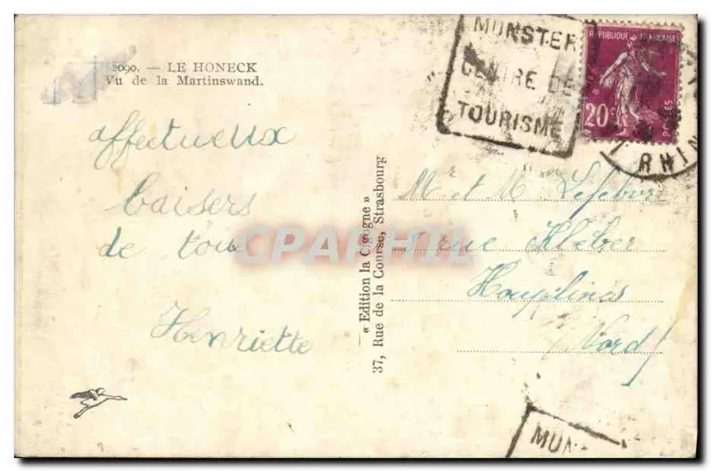 Le Honeck — Ansicht der Martinswand — Édition la Corse, Straßburg - Rückseite