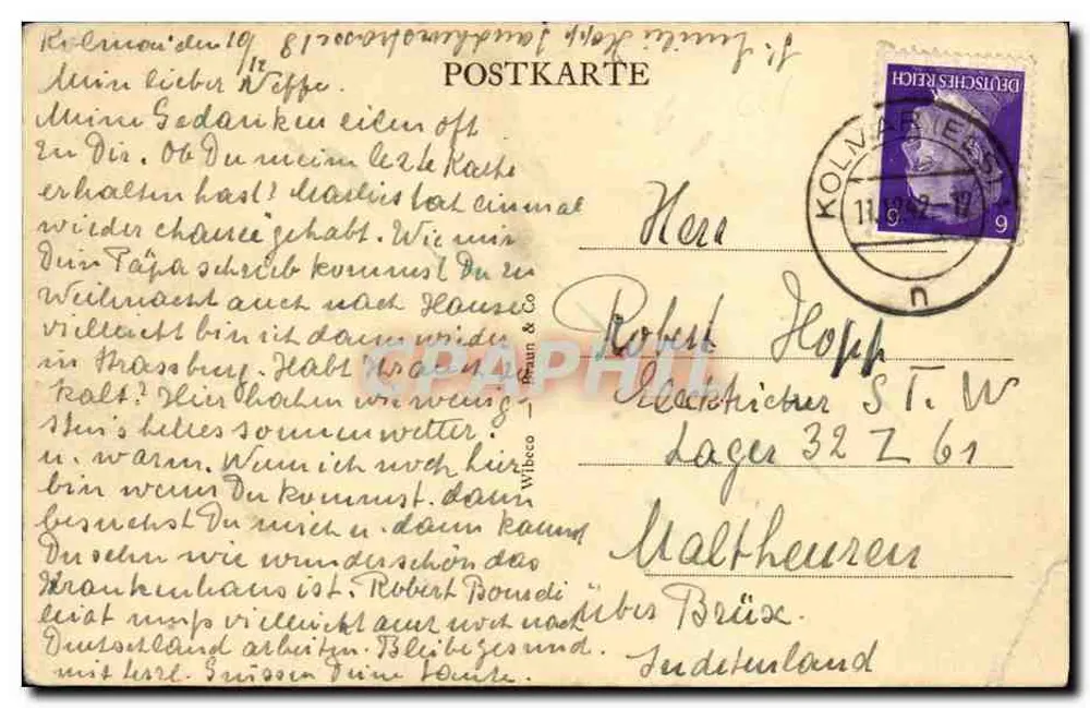 Kolmar — Schwendibrunnen mit Kaufhaus — editor 1458 - Verso