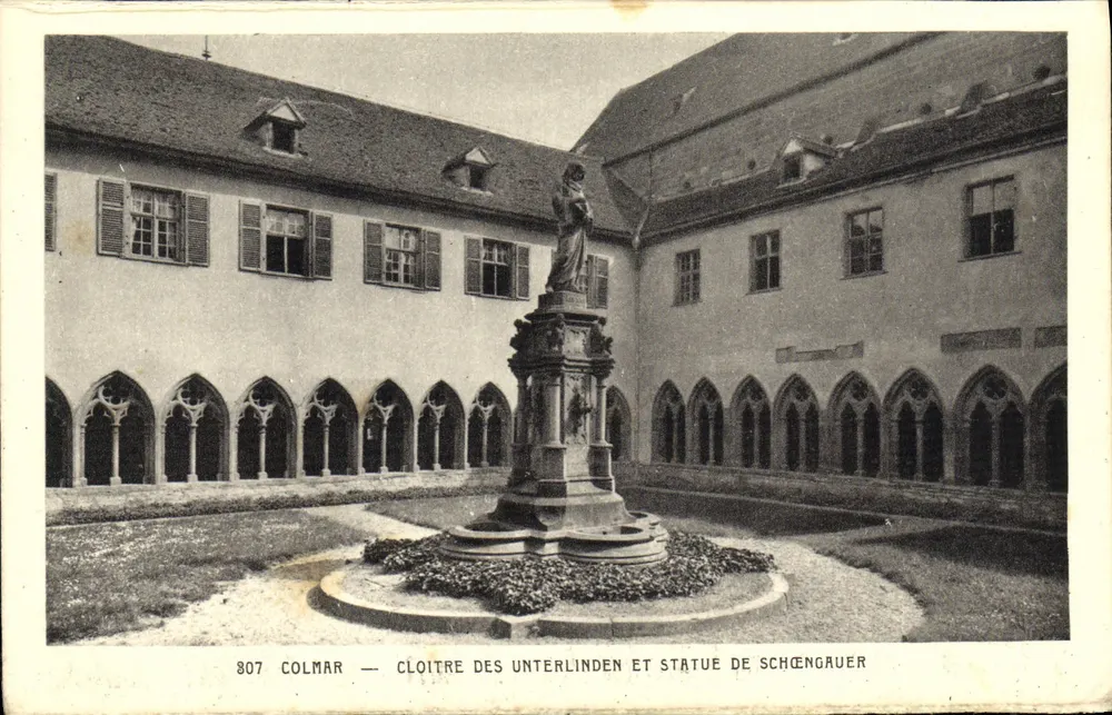 Colmar — Mosteiro das Unterlinden e estátua de Schengauer — Edição Wibeco - Frente