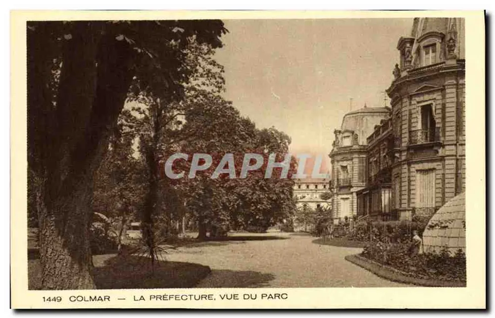 Colmar — A Prefeitura, vista do parque — Coleção L'Alsace, editor Braun & Cie, Dornach - Frente