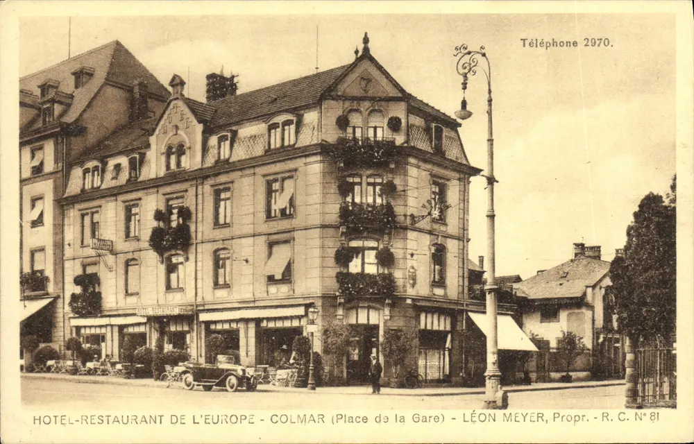 Hotel-Restaurant de l'Europe — Colmar (Place de la Gare) — Léon Meyer, Prop. — R.C. N° 81 - Vorderseite