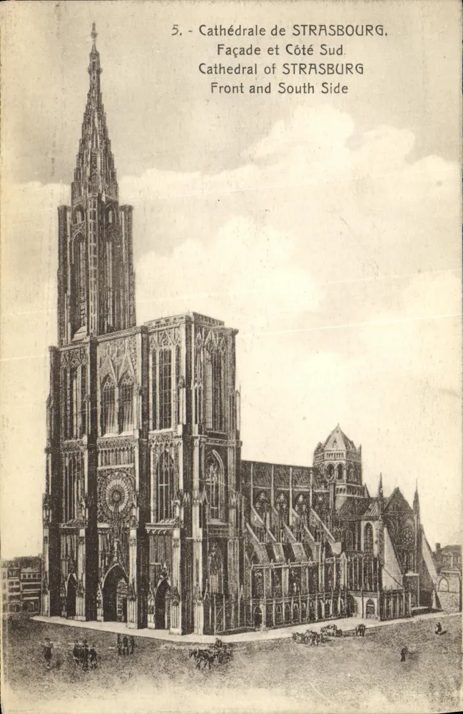 Kathedrale von STRASBOURG — Fassade und Südseite — Verlag Ch. Bergeret, Straßburg - Vorderseite
