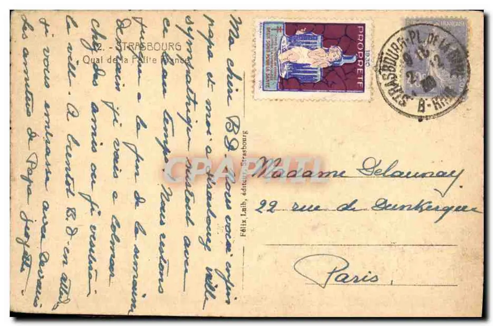 Strasbourg — Quai de la Petite France — Verlag Félix Lab. n°12 - Rückseite