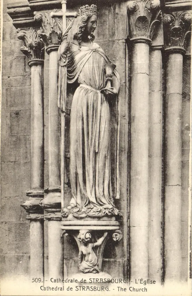 Estátua da Virgem com o Menino — Catedral de Estrasburgo — Editor Bergeret, n° 509 - Frente