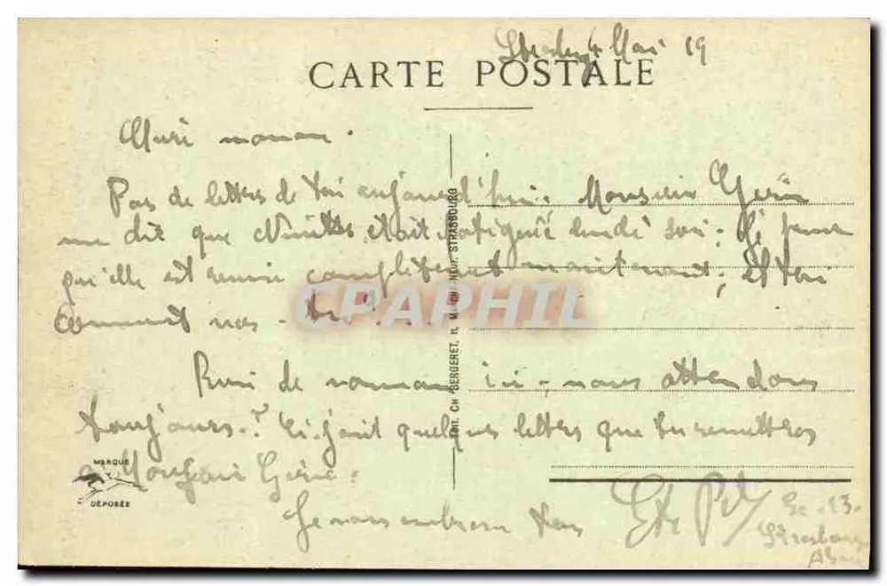 Estrasburgo - Um ninho de corujas - editor Ch. Bengeret, n° 602 - Verso
