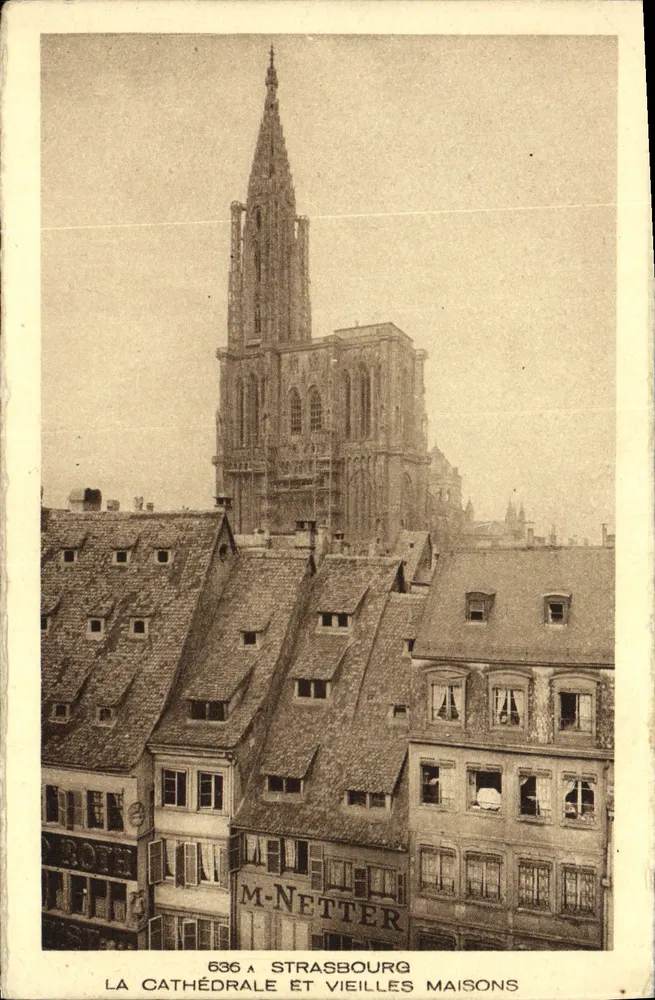 Straßburg — Ansicht der Kathedrale und alten Häuser — M. Netter, Verlag Nr. 636 - Vorderseite