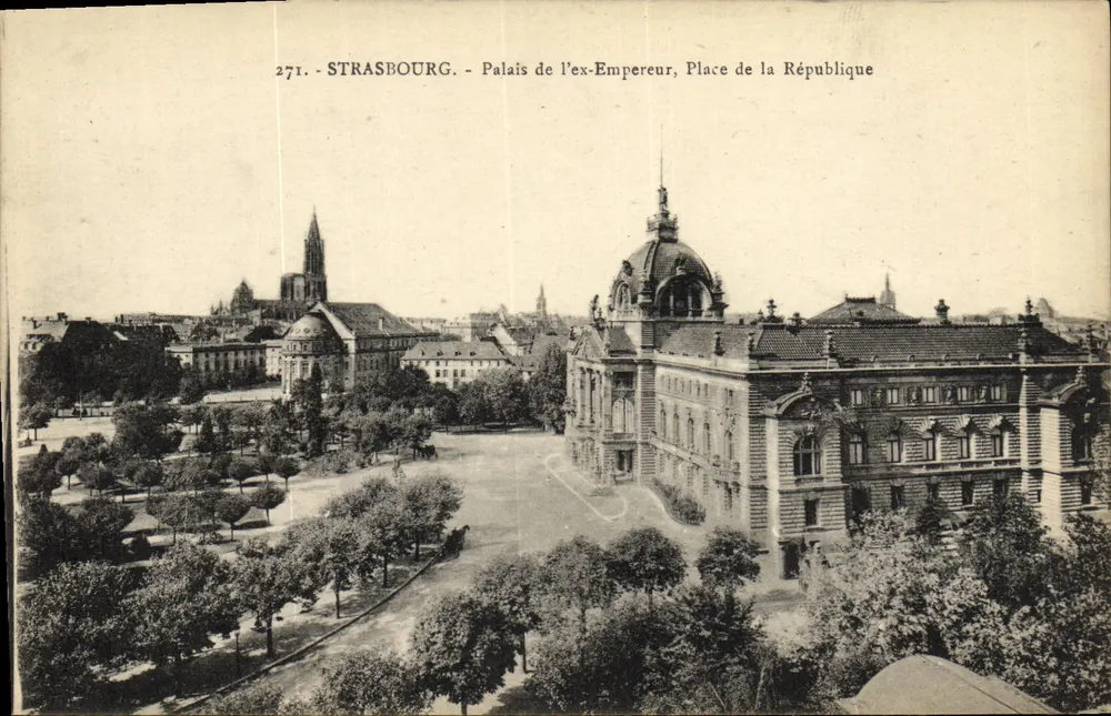 Straßburg — Palast des ehemaligen Kaisers, Place de la République - Vorderseite
