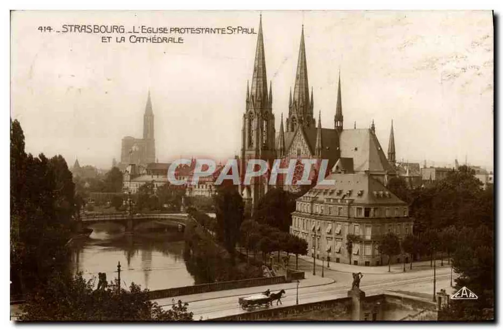 Strasbourg - Evangelische Kirche Saint-Paul und Kathedrale — Verlag A. P. (Nr. 414) - Vorderseite
