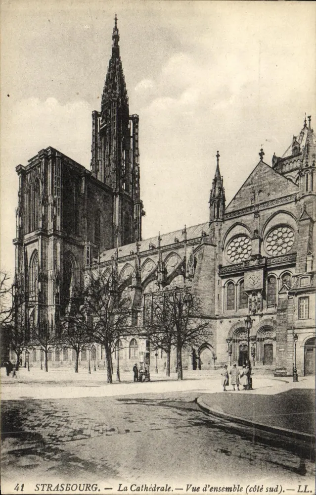 Straasburg — De Kathedraal — Algemene uitzicht (zuidkant) — LL. - Voorkant