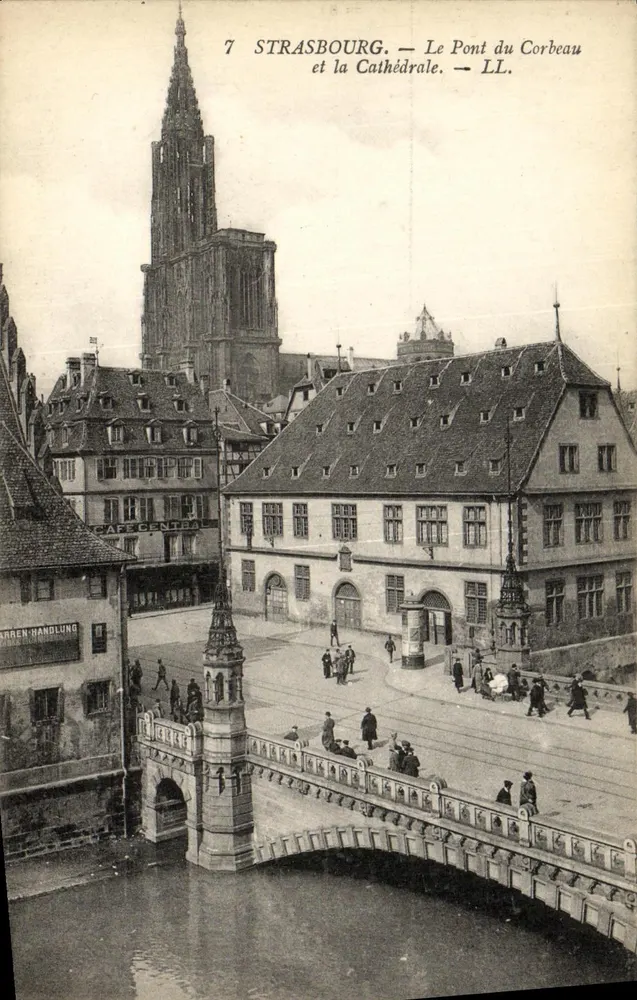 Strasbourg — Der Corbeau-Brücke und die Kathedrale — LL. — Verlag LL. - Vorderseite