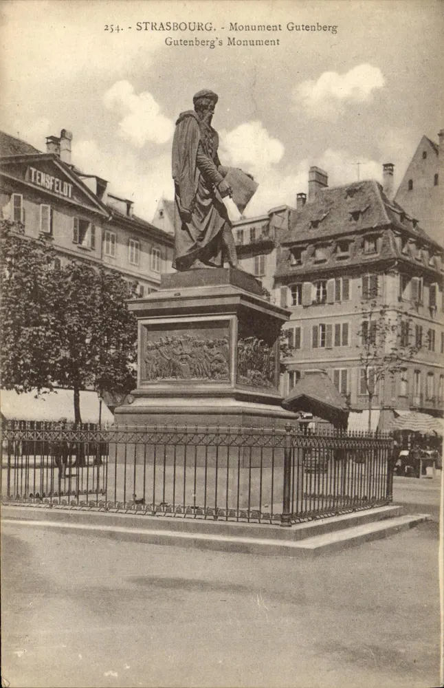 Estrasburgo - Monumento Gutenberg — editor Tensfelot, n° 254 - Frente