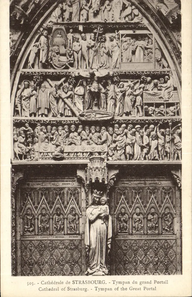 Kathedrale von Straßburg — Tympan des Großen Portals — Verlag Ch. Bergeret, Straßburg, Nr. 503 - Vorderseite