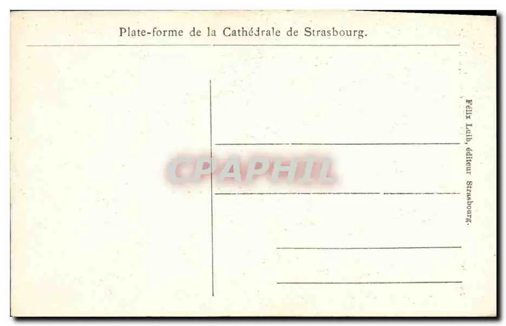 Estrasburgo — Catedral — A flecha — Felix Laub, editor Estrasburgo - Verso