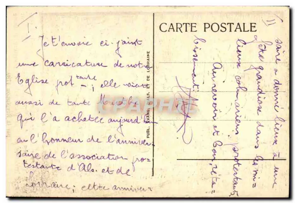 Igreja Evangélica de Colmar — restaurada em 1924 — editor Evang. Dals & de Lorraine - Verso