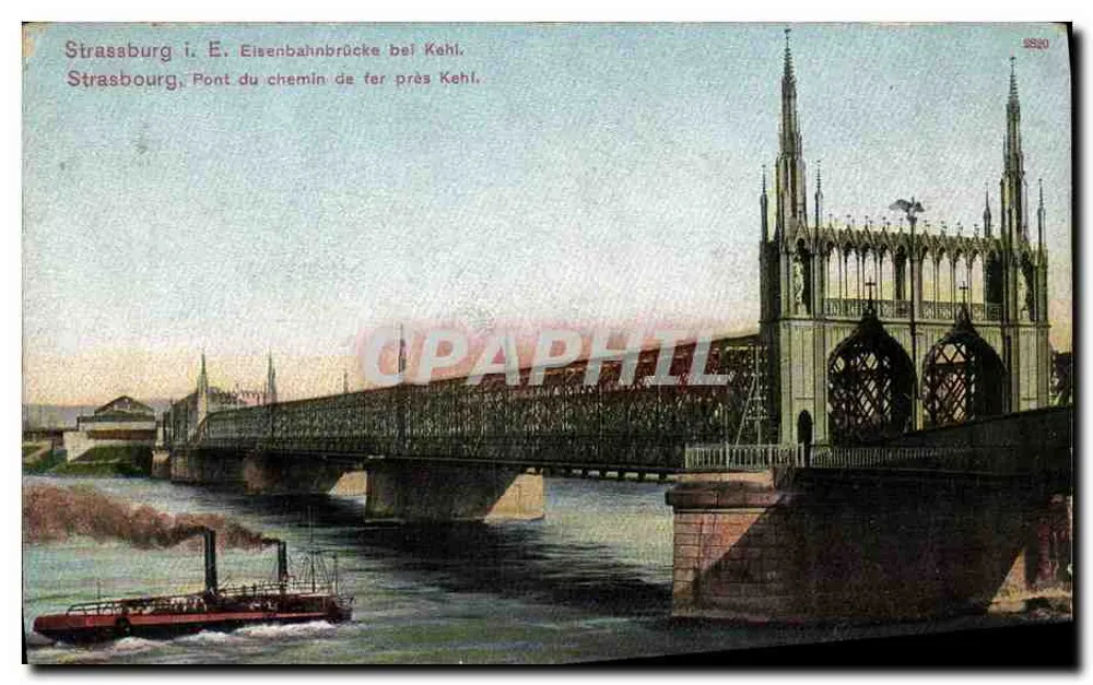 Estrasburgo, Ponte do caminho de ferro perto de Kehl — editor S.8820 - Frente