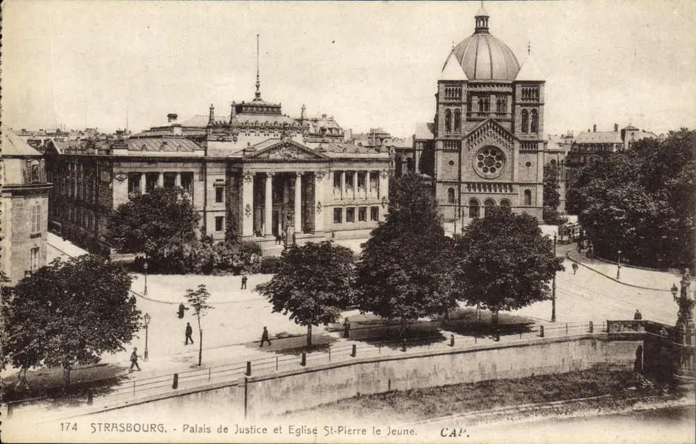Straßburg - Justizpalast und Kirche St-Pierre le Jeune - Antike Ansichtskarte n°174 - Vorderseite